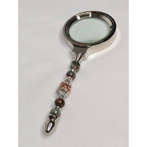 Beaded Desk Magnifying Glass with Gemstone Beads - 6 inches